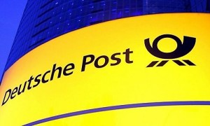 epa01647725 A file picture dated 19 July 2004 shows a sign reading 'Deutsche Post' infront of the Post-Tower in Bonn, Germany. Germanys postal delivery company Deutsche Post has been hit by losses of 1.69 billion euros (2.16 billion dollars) for 2008, the company reported on 25 February 2009.  EPA/Rolf Vennenbernd